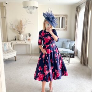 blue black or yellow white dress Lady Black Tie - Flaherty Blue & White Midi Dress main image 1