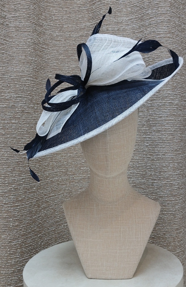 The Wedding Shop Jitters Style 7 Fascinator In Navy & White