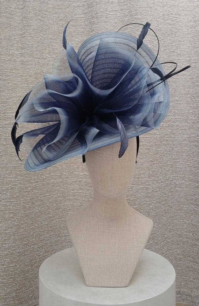 Snoxell & Gwyther 2505 Fascinator In Navy & White Ombre