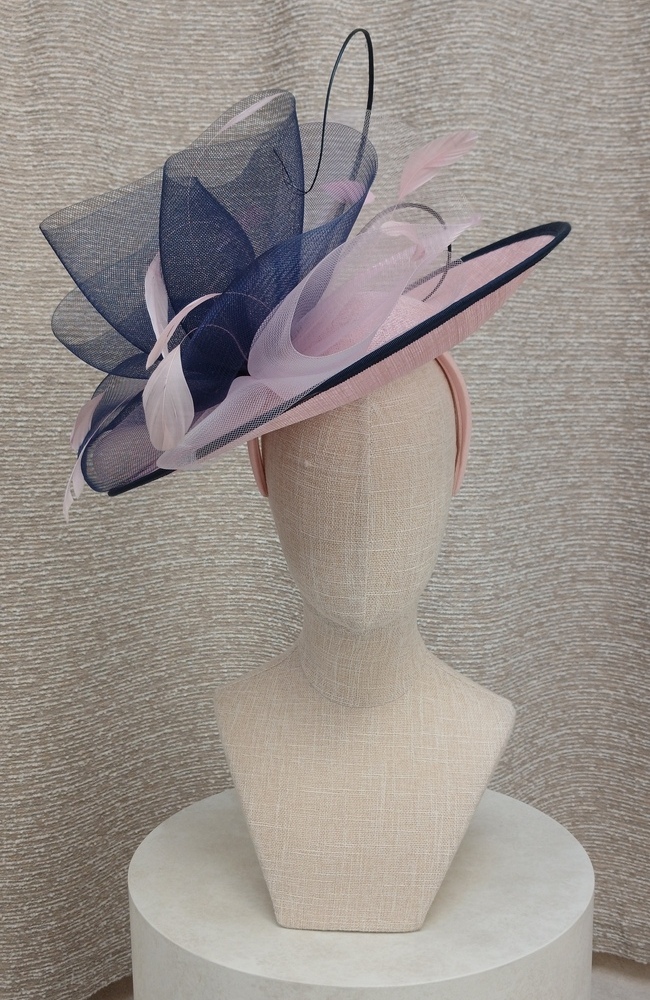Snoxell & Gwyther SG2211 Fascinator In Rose & Navy