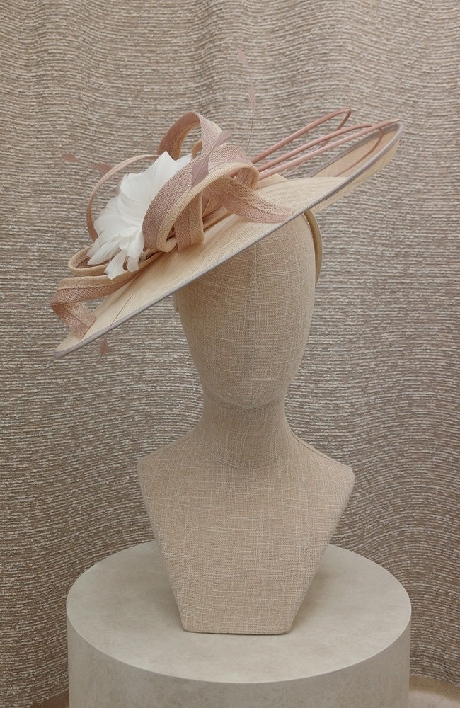 Snoxell & Gwyther Style 2 Fascinator In Cream & Taupe